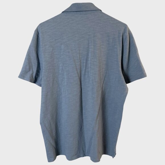 Vince Short-Sleeve Cotton Slub Polo Shirt Blue Men's Size Large 100% Cotton - Picture 4 of 10